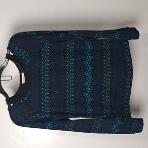 Bobbie Brooks Black and Blue Patterned Long Sleeve Top